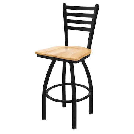 Holland Bar Stool Co 36" Swivel Bar Stool, Black Wrinkle, Nat Maple Seat 41036BWNatMpl